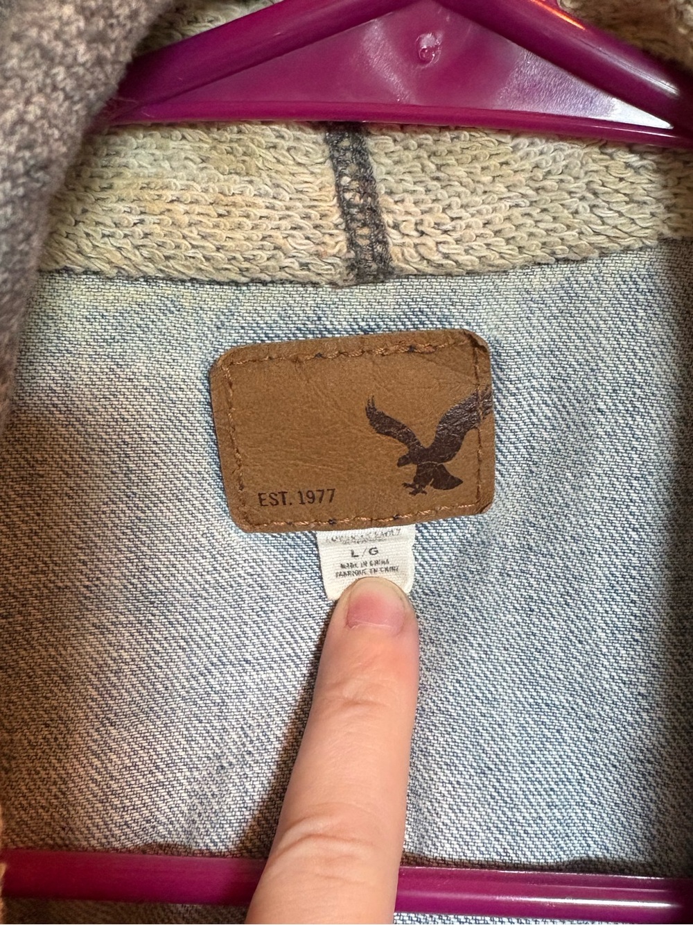 American Eagle Jean Jacket/Sweatshirt Jacket — Size Large - Picture 4 of 8
